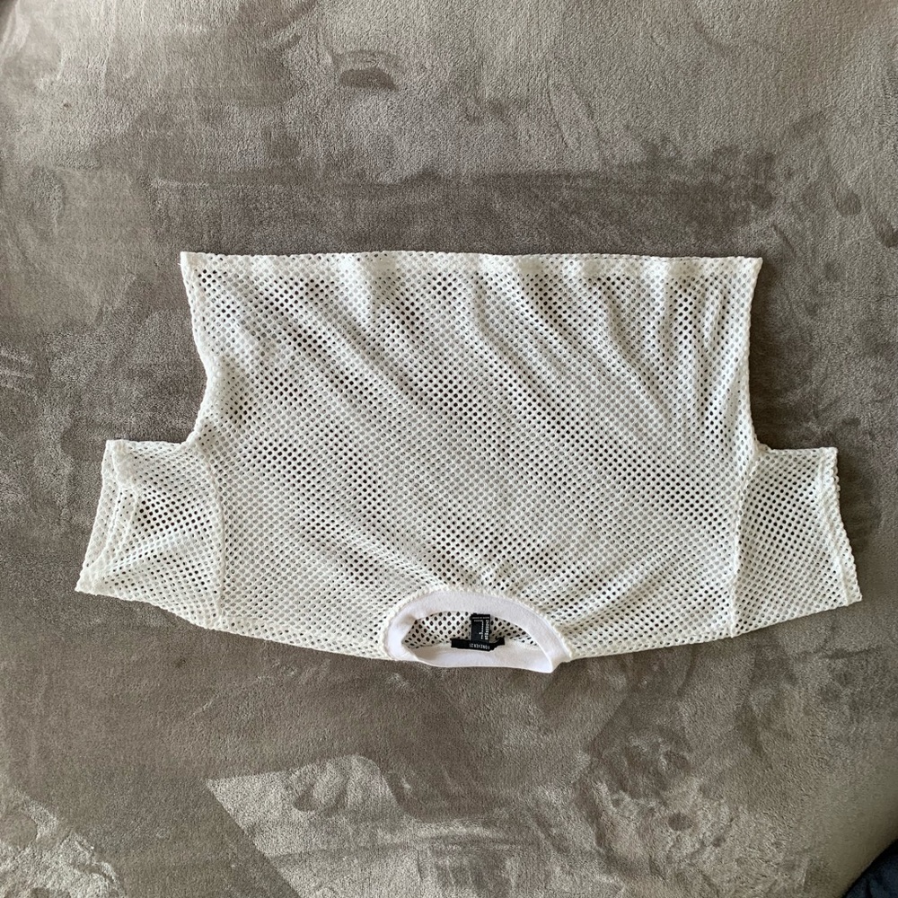 Forever 21 Fishnet crop top white